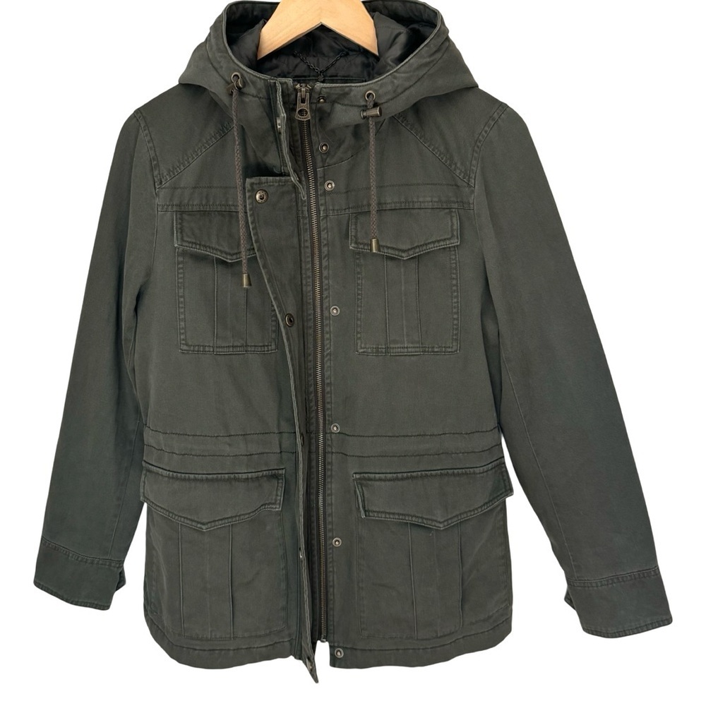 LUCKY BRAND Cotton Twill Hooded Jacket Anorak Utility Military Army Field Barn S - Picture 6 of 15